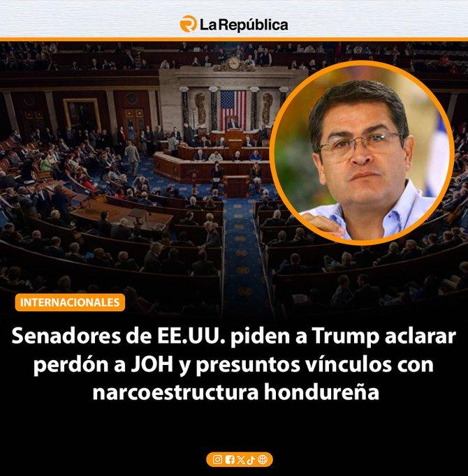 Senadores de EE.UU. piden a Trump aclarar  perdón a JOH y presuntos vínculos con  narcoestructura hondureña - Cover Image